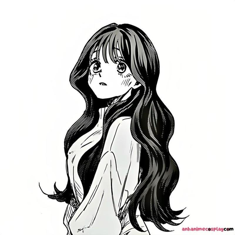 ảnh anime nữ trắng đen tối giản